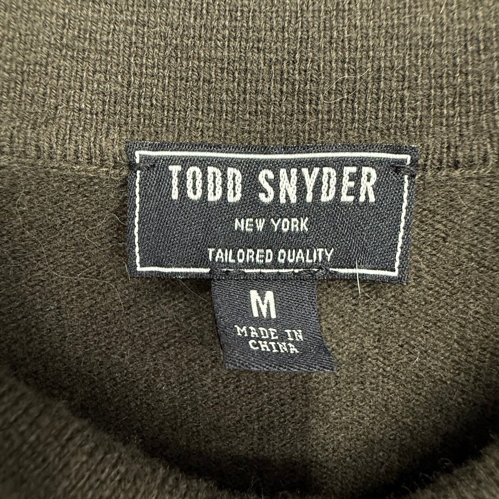 Todd Snyder 100% Cashmere Polo Sweater Mens Medium Olive Green Cardigan - Picture 3 of 8